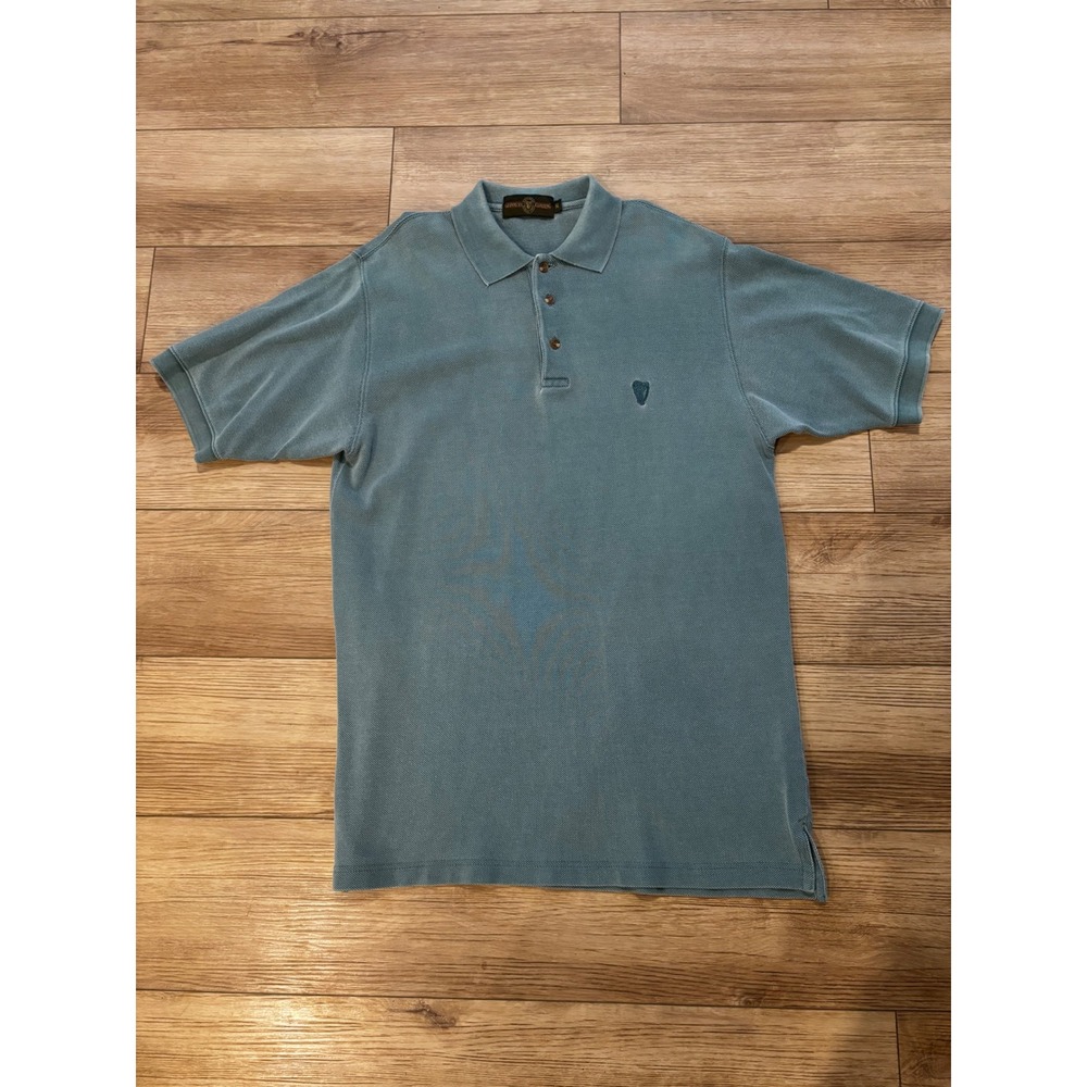 Guinness Clothing Mens Blue Green Cotton Pique Short Sleeve Polo Shirt Size M